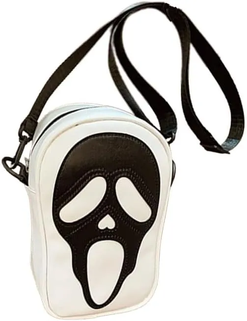 1 Pcs Ghost Face Shoulder Bag Lovely Ghost Face Purse Goth Purses And Handbags for Men And WomenBlack, White