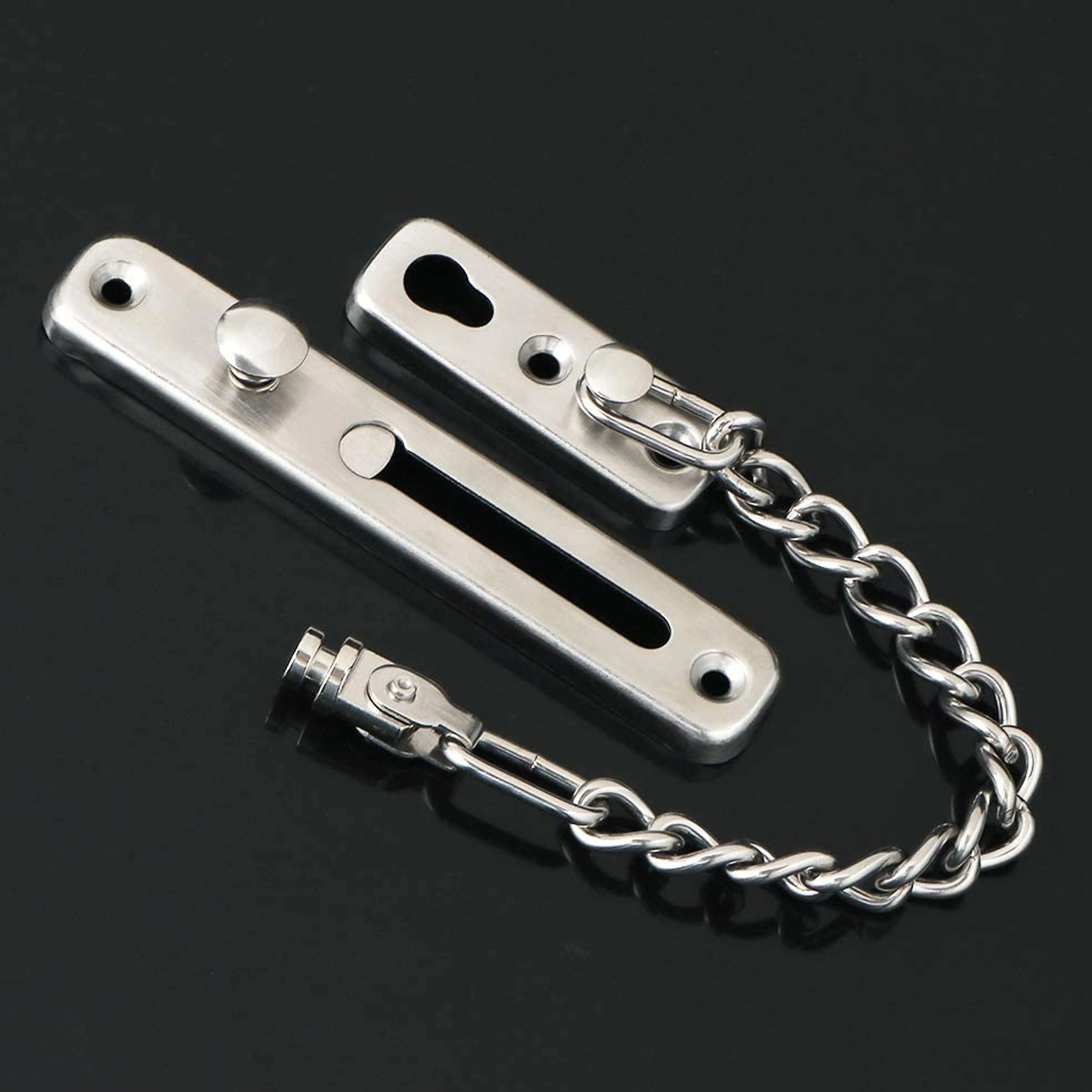 2 Pc Bolt Entry Security Door Chain Guard Latch Steel Slide Lock Home Security