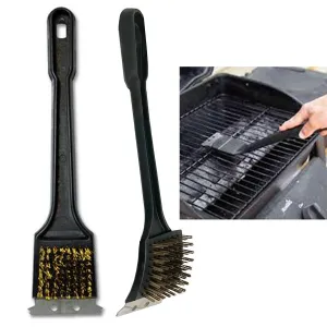 2 Pc Brass Bristle BBQ Grill Brush Cleaning Scraper Barbeque Steel Heavy Duty