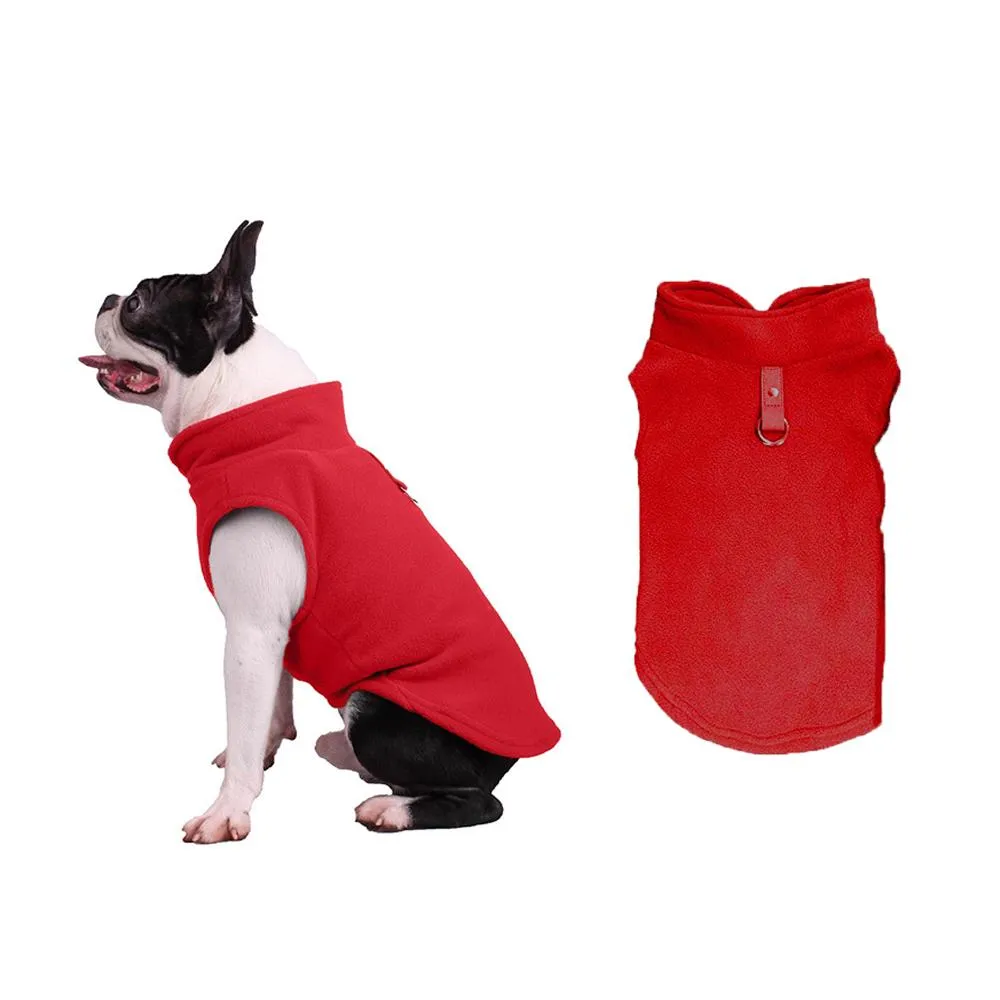 2Pcs Fleece Dog Vest with Leash Ring Pullover Pet Fleece Jacket