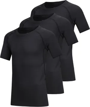 3 Pack Boys Compression Shirt Short Sleeve Youth Athletic Undershirt Kids Quick Dry Athletic Base Layer T-Shirt