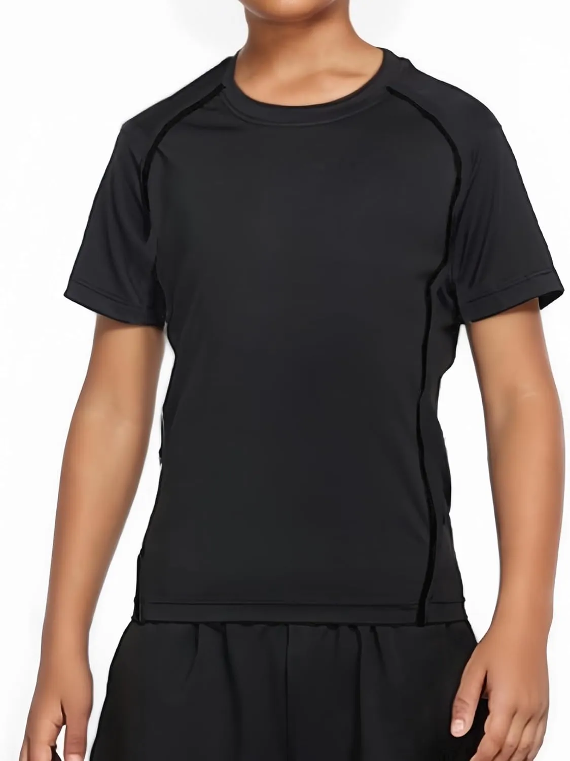 3 Pack Boys Compression Shirt Short Sleeve Youth Athletic Undershirt Kids Quick Dry Athletic Base Layer T-Shirt