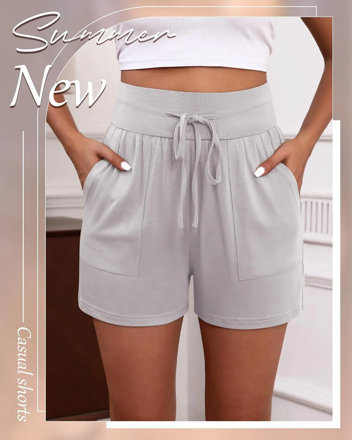 3 Pack Women's Cotton Drawstring Sweat Casual Summer Workout Athletic Gym Lounge Shorts with Pockets