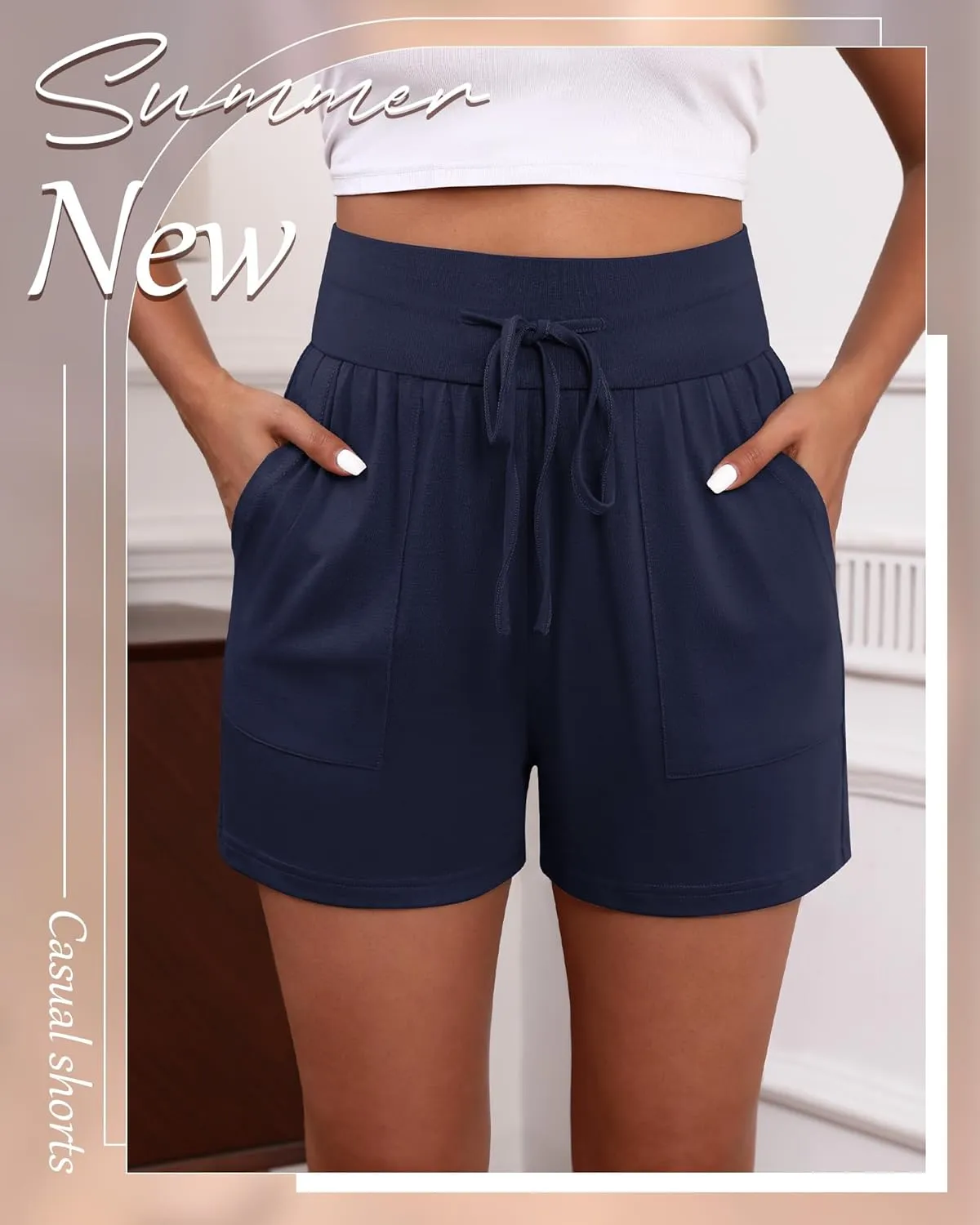 3 Pack Women's Cotton Drawstring Sweat Casual Summer Workout Athletic Gym Lounge Shorts with Pockets