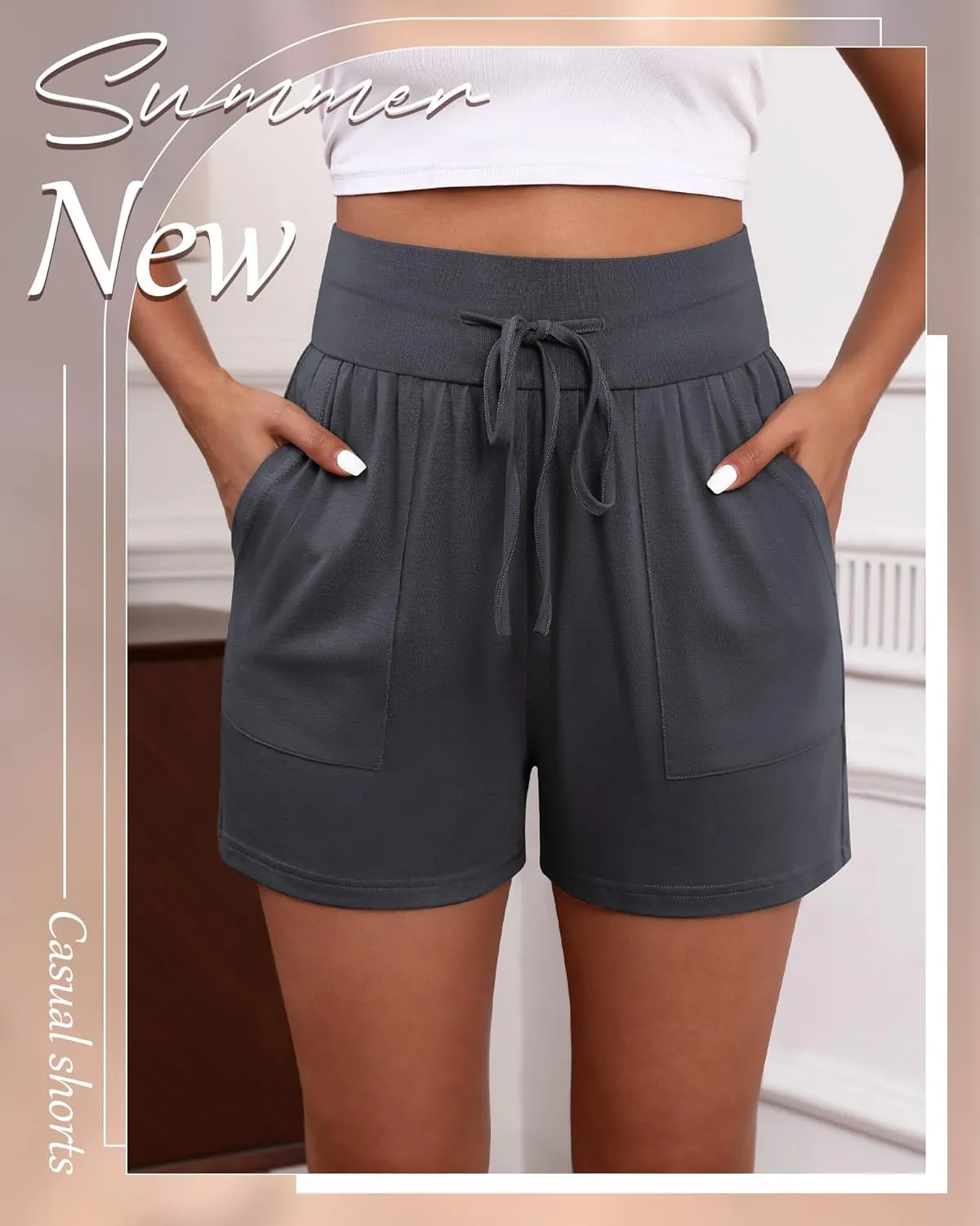 3 Pack Women's Cotton Drawstring Sweat Casual Summer Workout Athletic Gym Lounge Shorts with Pockets