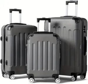 3pcs Luggage with Corner Protectors Large Capacity Suitcase Lightweight Travel with TSA Lock 20/24/28-Inch (Dark Gray)