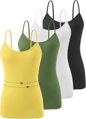 4-Piece Womens Camisole Tops Basic Undershirts Adjustable Spaghetti Tanks