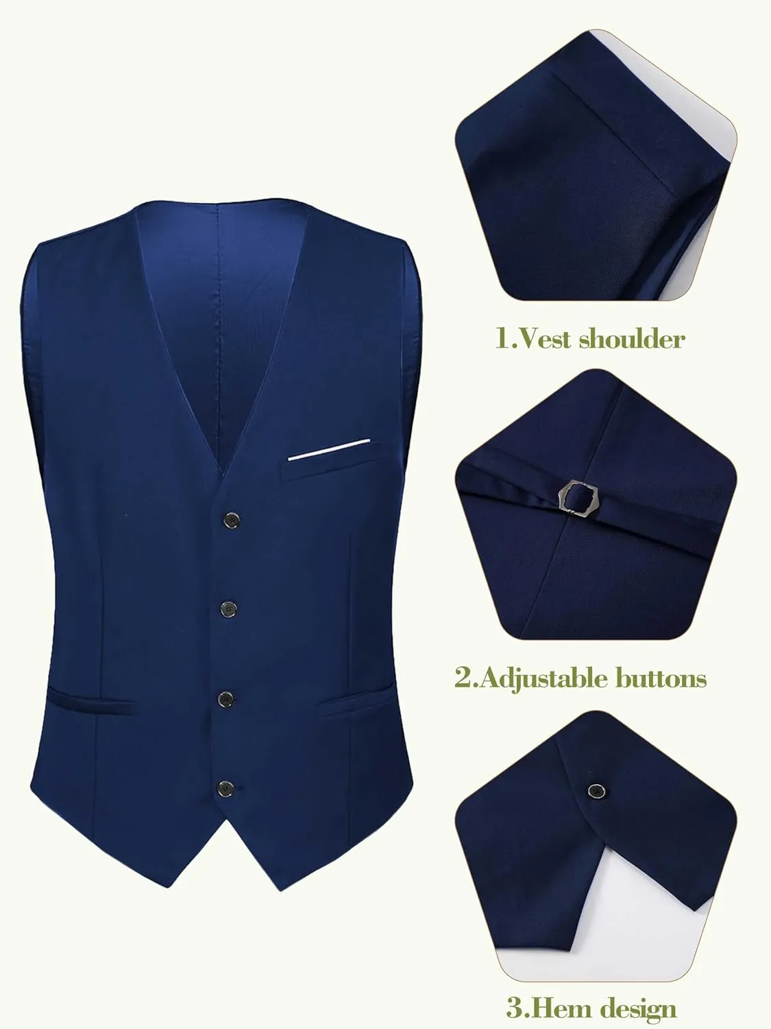 5 Pieces Suit for Men Slim Fit Tuxedos Single Breasted Blazer Wedding Prom Tux Shawl Lapel Blazer Vest Pants Shirt Set