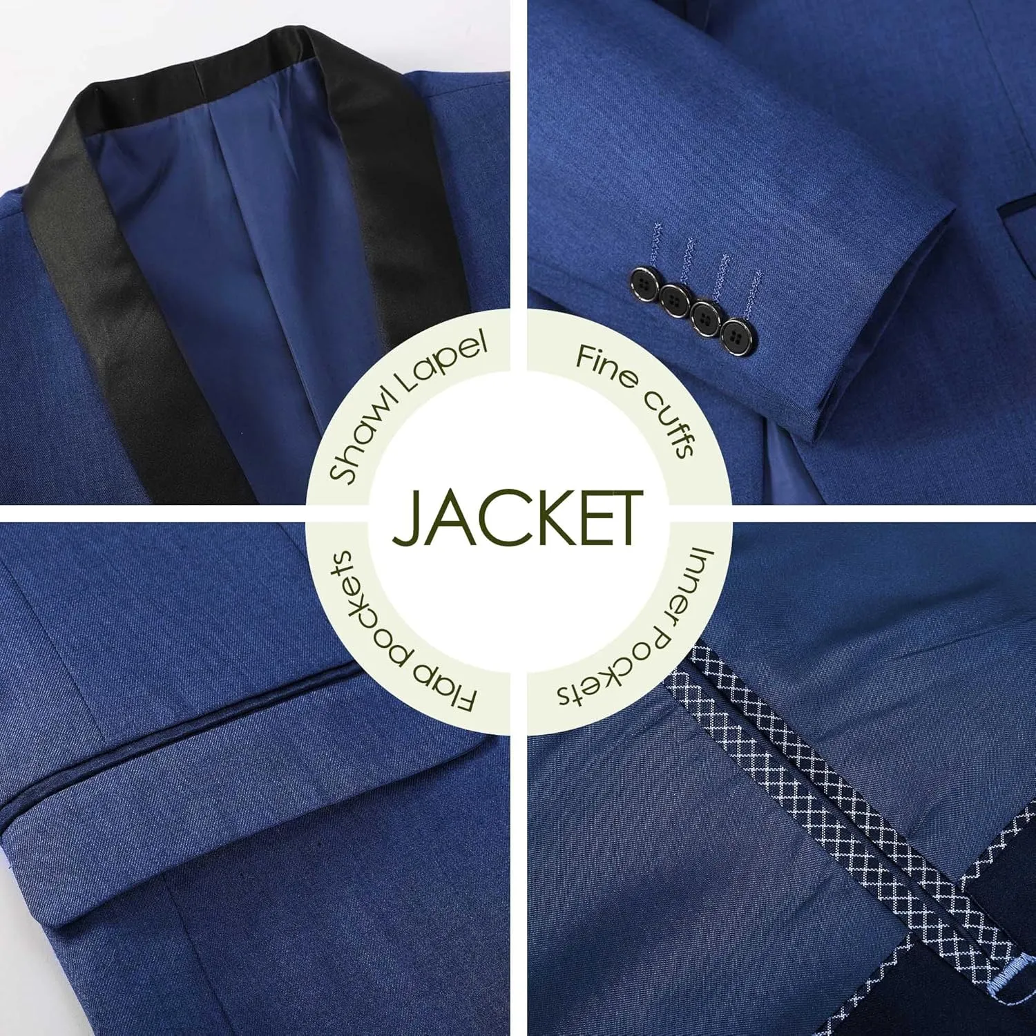 5 Pieces Suit for Men Slim Fit Tuxedos Single Breasted Blazer Wedding Prom Tux Shawl Lapel Blazer Vest Pants Shirt Set