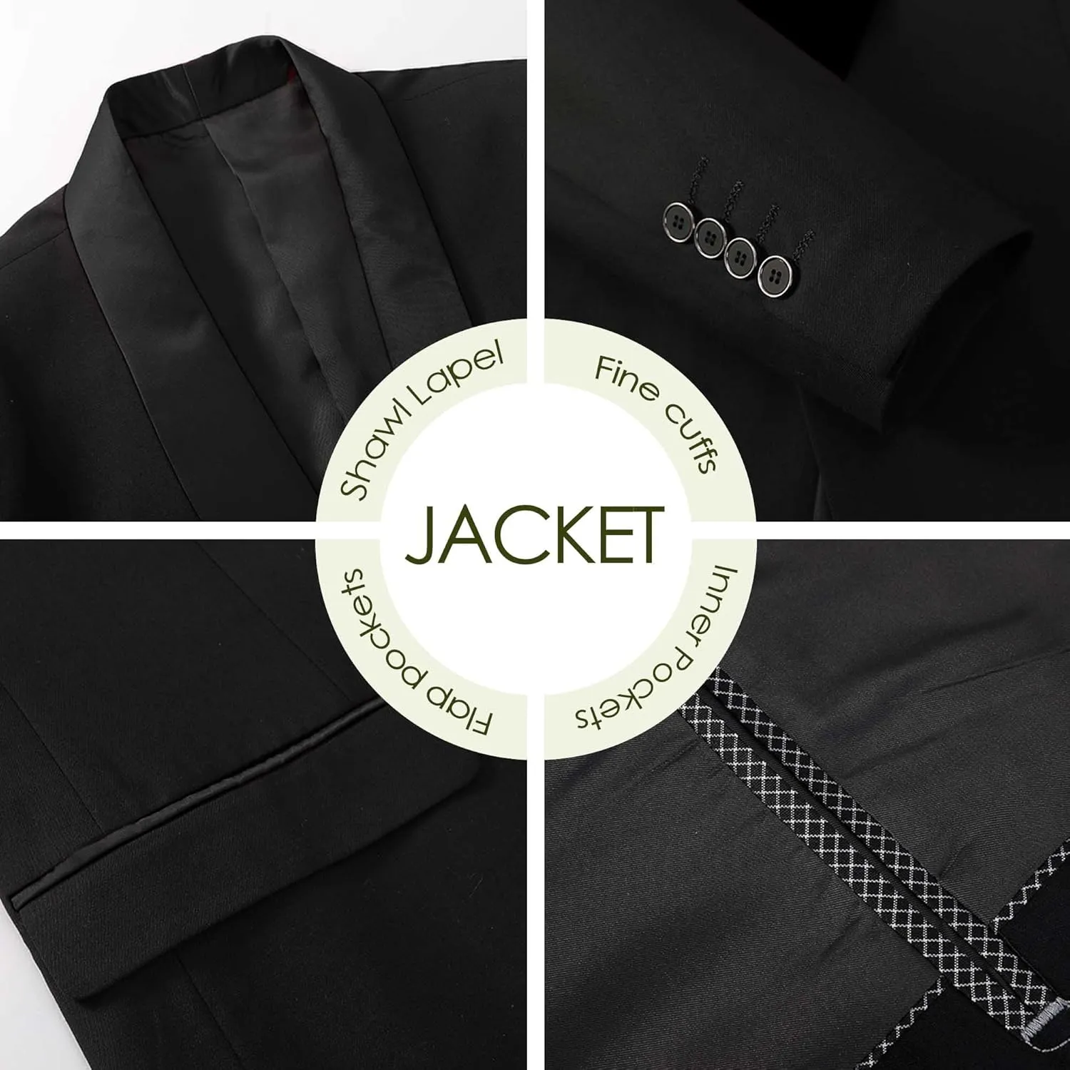5 Pieces Suit for Men Slim Fit Tuxedos Single Breasted Blazer Wedding Prom Tux Shawl Lapel Blazer Vest Pants Shirt Set