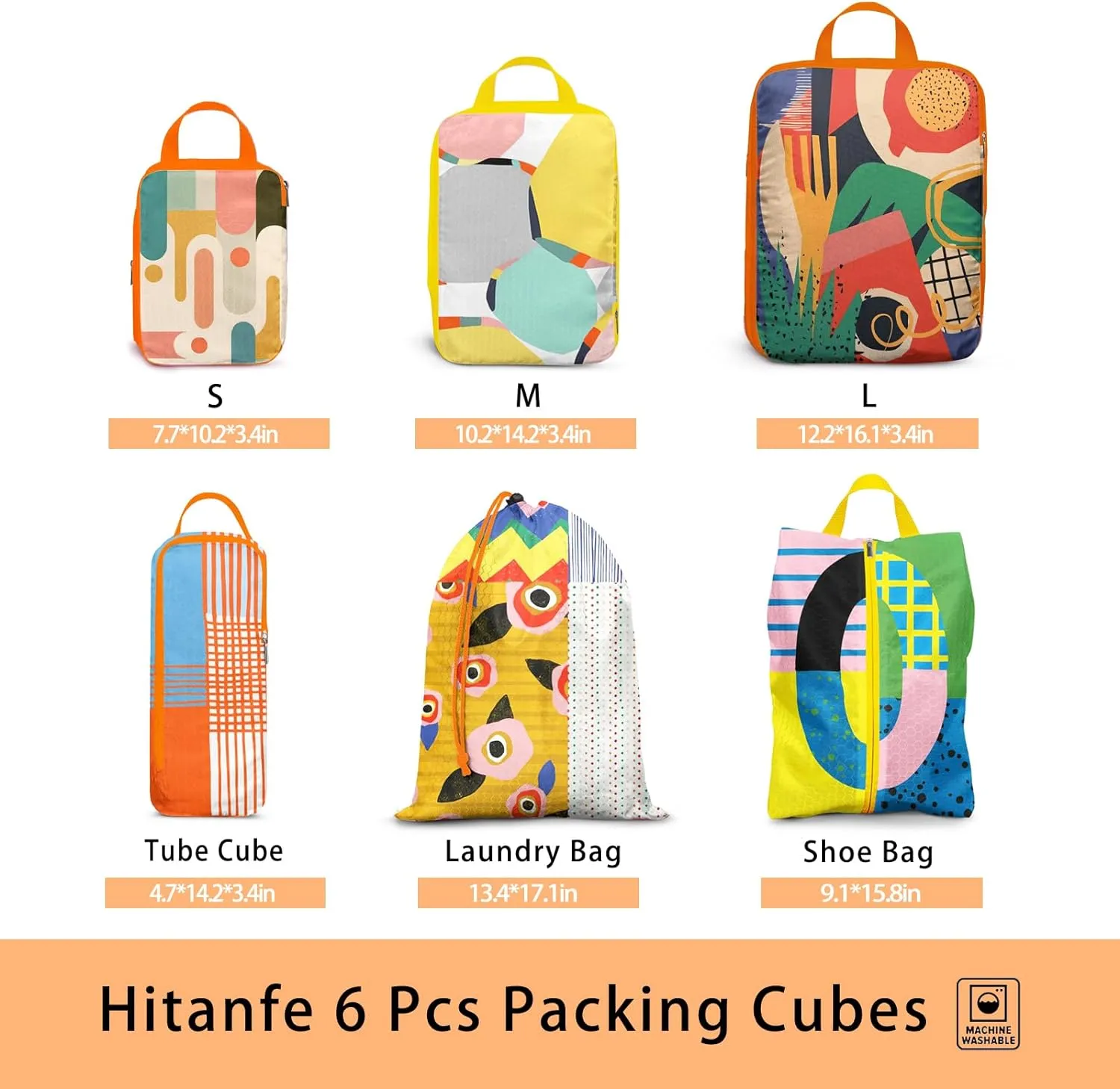 6 Pcs Compression Packing Cubes for Travel, Waterproof Luggage Organizer Washable Storage Bags Set - Packaging Cubes for Backpack Travel Perfect for Carry-Ons and Storage