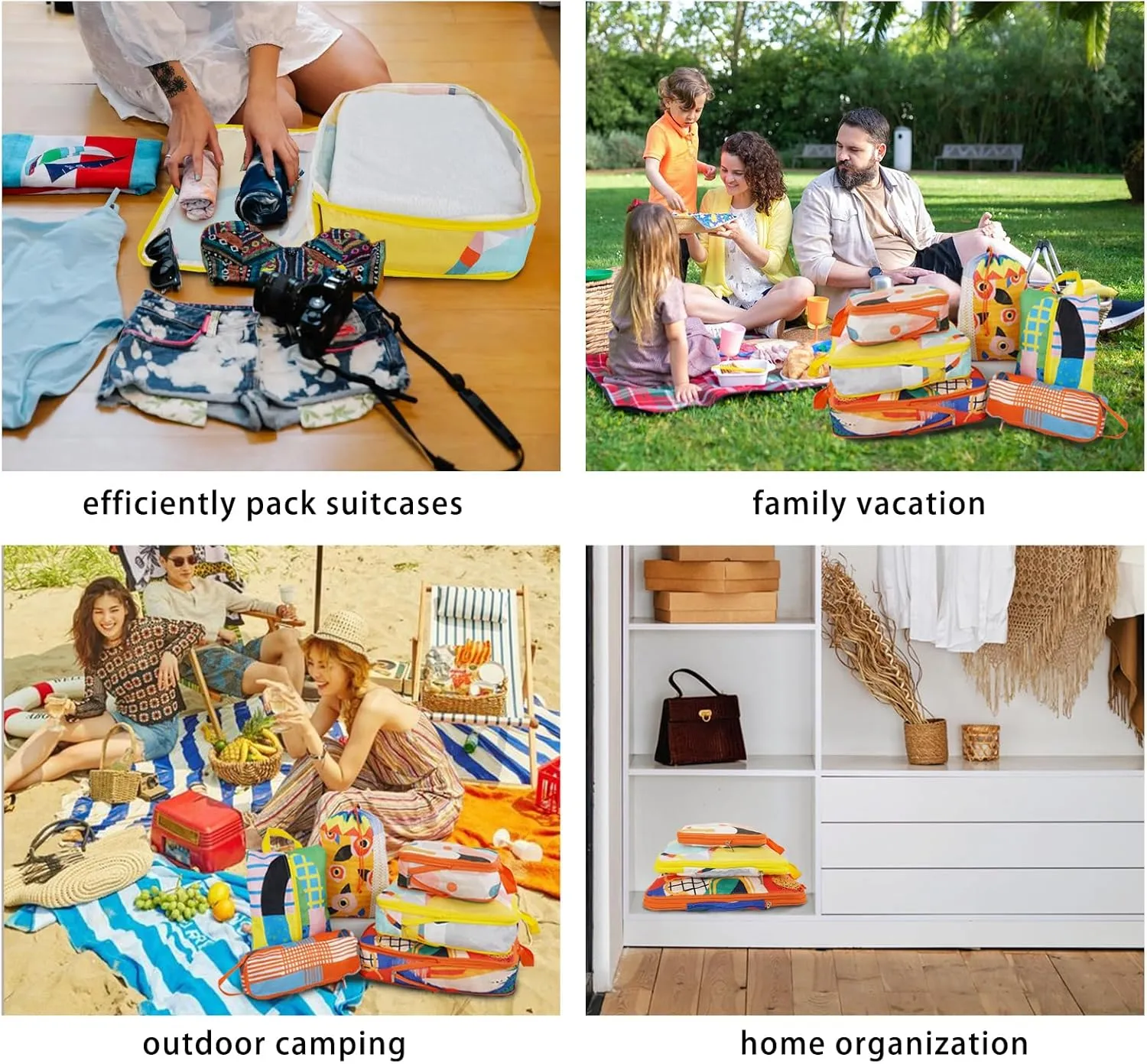 6 Pcs Compression Packing Cubes for Travel, Waterproof Luggage Organizer Washable Storage Bags Set - Packaging Cubes for Backpack Travel Perfect for Carry-Ons and Storage