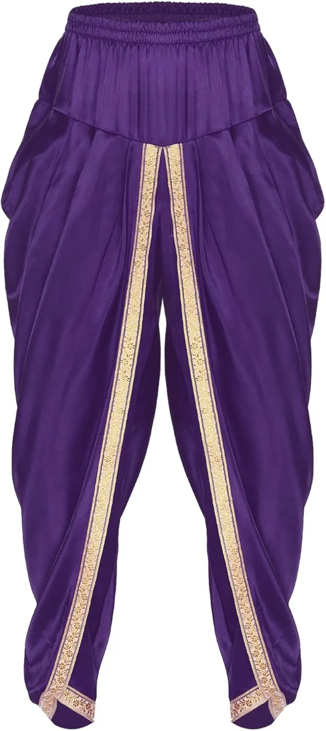 ACSUSS Mens Harem Pants Satin Dhoti Yoga Beach Baggy Trousers Summer Boho Alibaba Hippie Pants