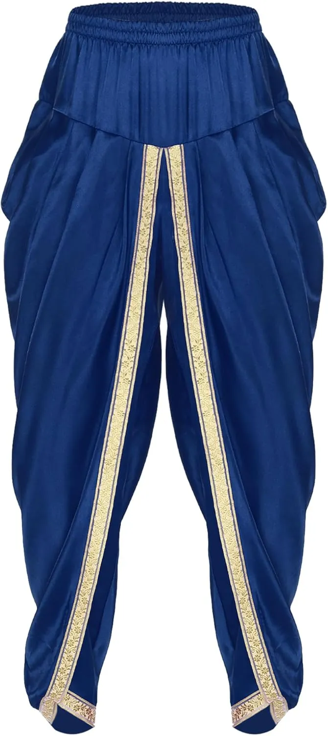 ACSUSS Mens Harem Pants Satin Dhoti Yoga Beach Baggy Trousers Summer Boho Alibaba Hippie Pants