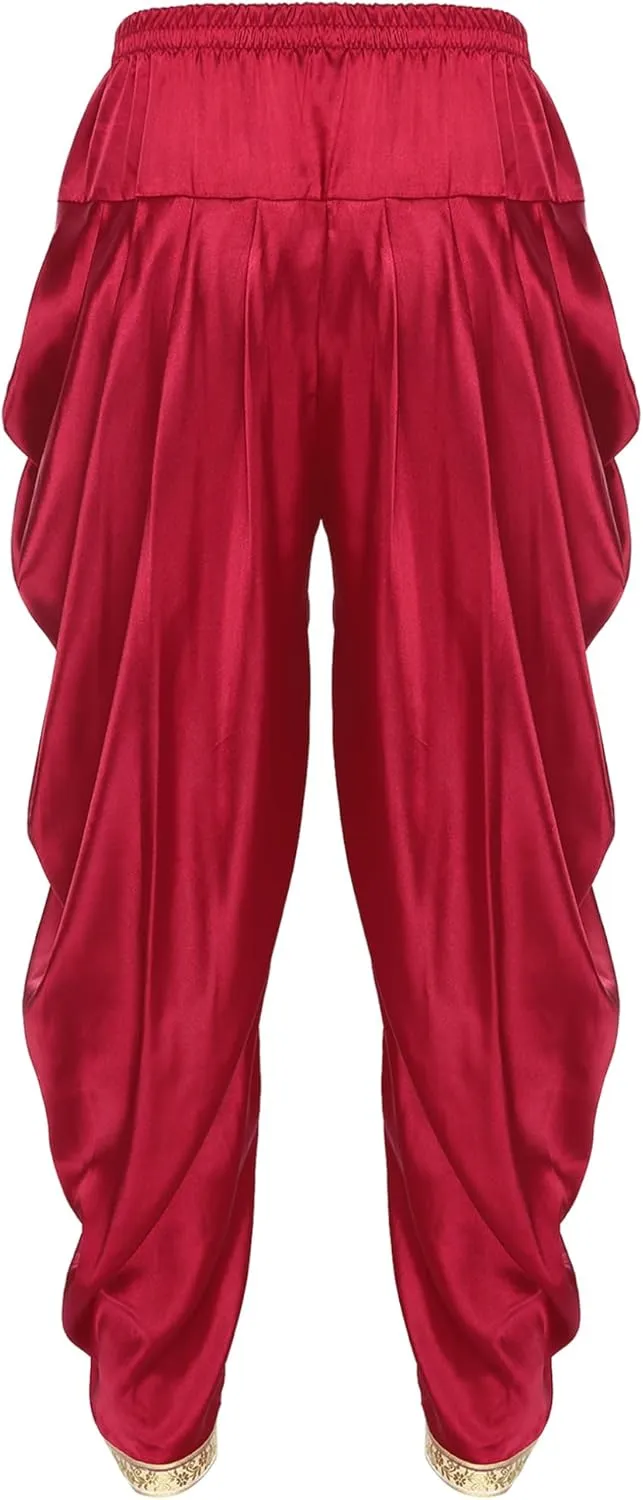 ACSUSS Mens Harem Pants Satin Dhoti Yoga Beach Baggy Trousers Summer Boho Alibaba Hippie Pants