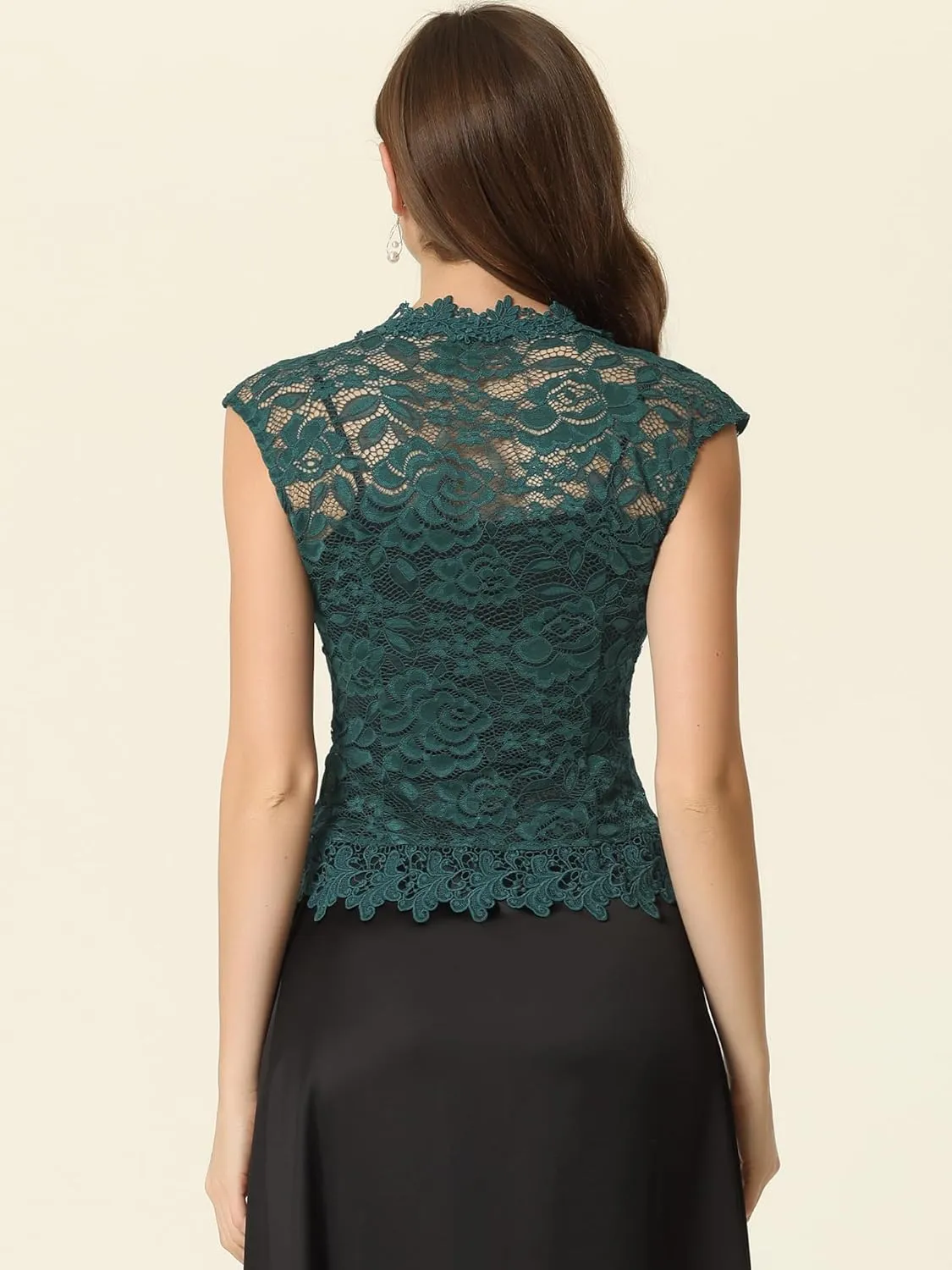 Allegra K Floral Lace Shrug for Women's Wedding Guest Cap Sleeve Formal Sheer Bolero Cardigan