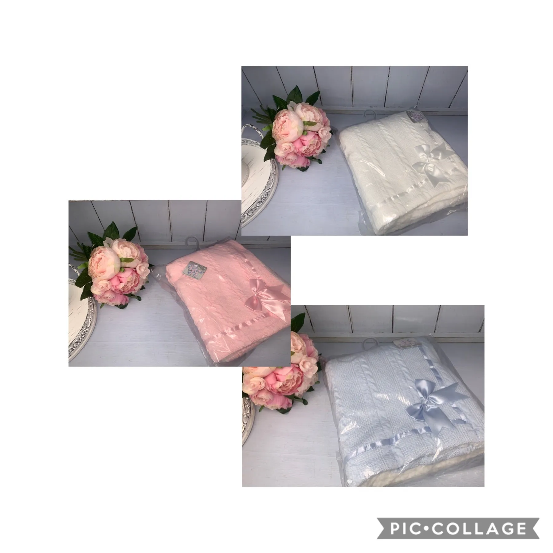 “Angel” Cable Knit Blanket with Bow