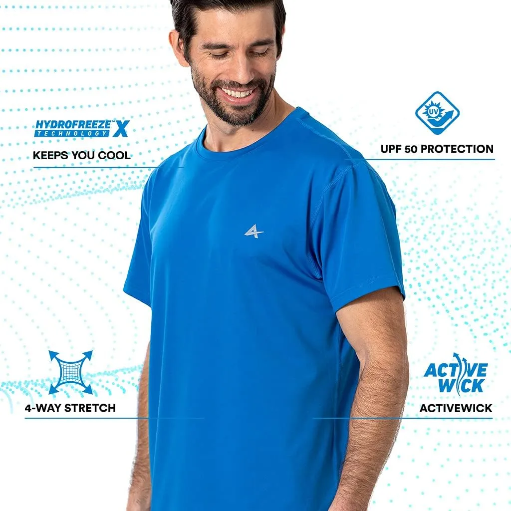 Arctic Cool Mens Crew Neck Instant Cooling Moisture Wicking Performance UPF 50  Short Sleeve Workout Shirt
