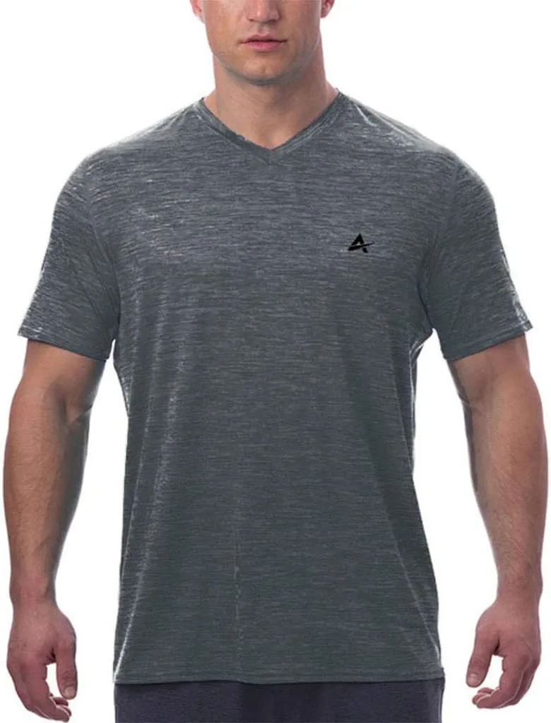 Arctic Cool Mens V-Neck Instant Cooling Moisture Wicking Performance UPF 50  Short Sleeve Workout Shirt