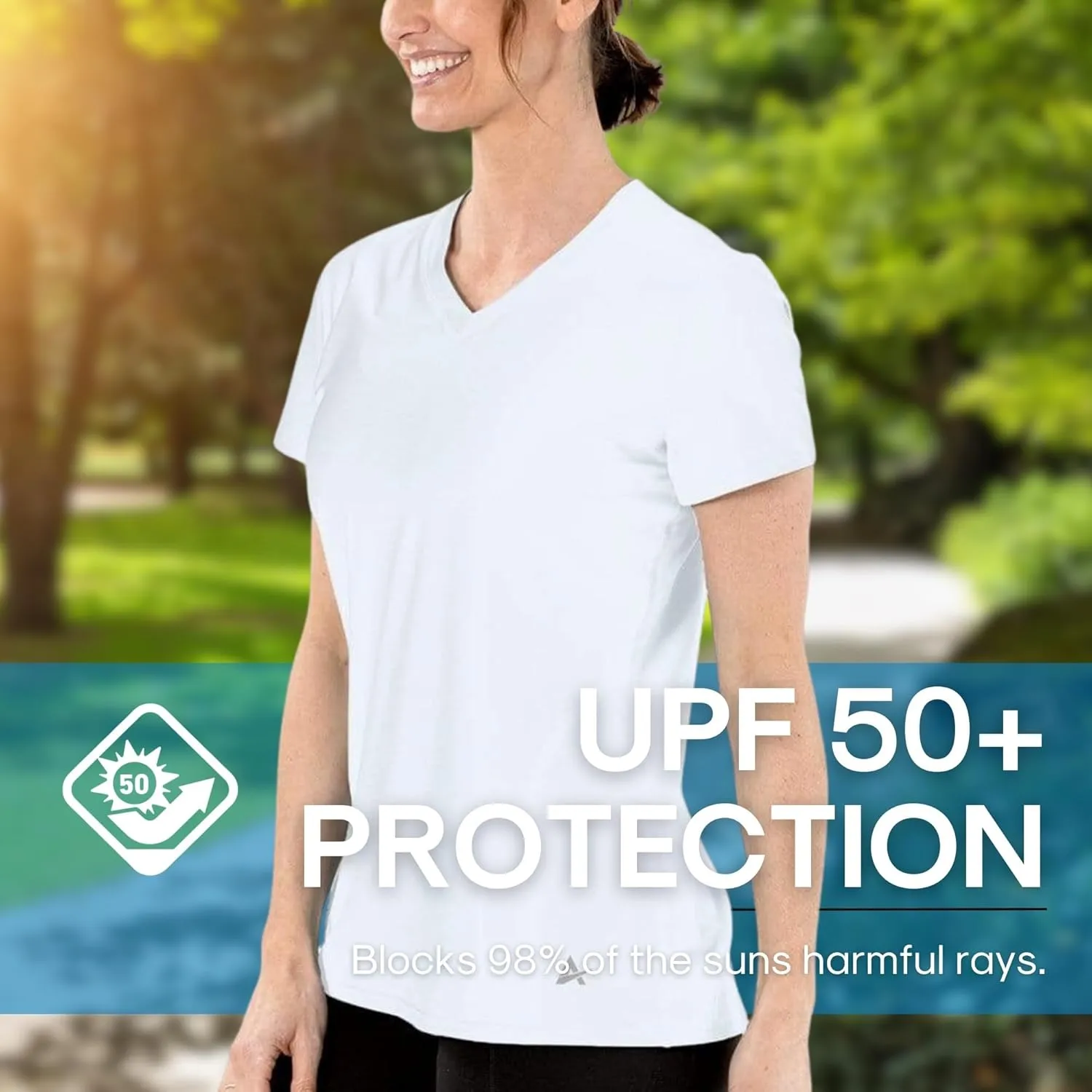 Arctic Cool Women's V-Neck Instant Cooling Moisture Wicking Performance UPF 50  Short Sleeve Workout Shirt