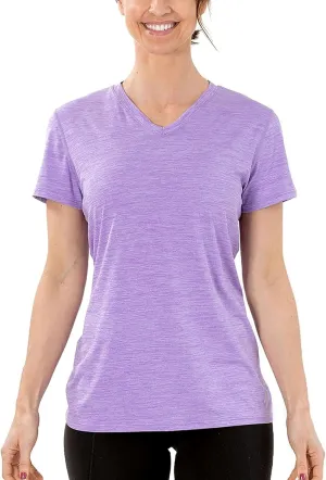 Arctic Cool Women's V-Neck Instant Cooling Moisture Wicking Performance UPF 50  Short Sleeve Workout Shirt