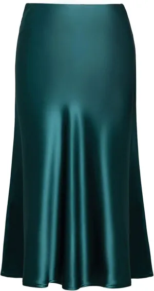 Basoteeuo Midi Skirts for Women High Waist Satin Summer Casual Sexy Midi Length Elastic Skirt