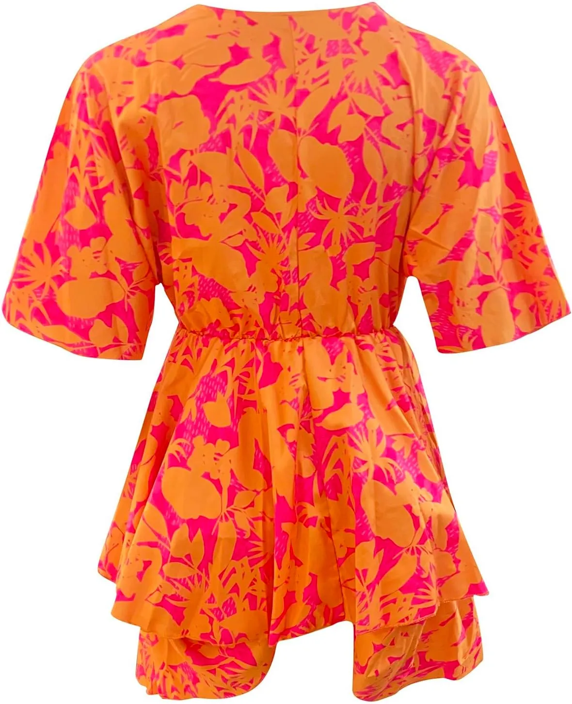 Beach Summer Dresses for Women 2025 Trendy Casual Sundress Ruffle Hawaiian Vacation Mini Dress V Neck Batwing Sleeve