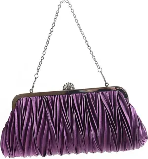 BESTYASH Clutch Purse for Women Satin Pleated Evening Bag Wedding Party Handbag Detachable Chain Strap Handbags