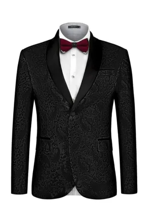 Black Shawl Lapel Jacquard Wedding Suits Men Formal Two Piece Suits