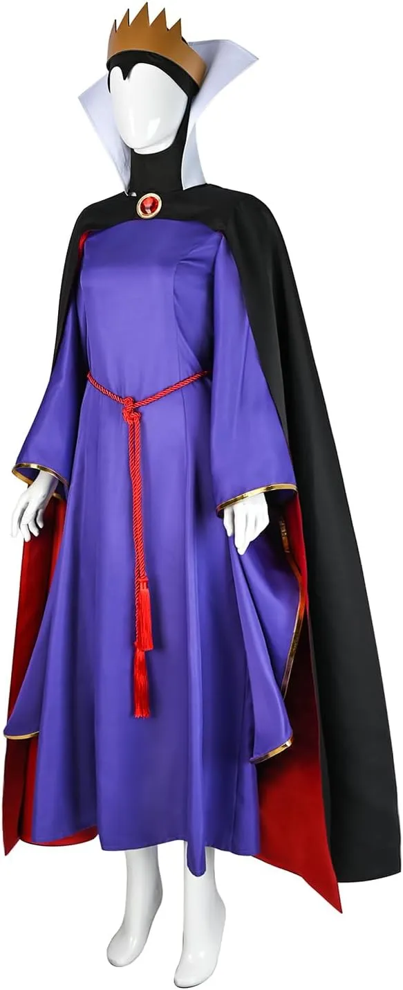 Boomtrader Evil Queen Cosplay Cloak Dress Costume Adult Women Halloween Carnival Party Wicked Queen Dress Cape Outfits
