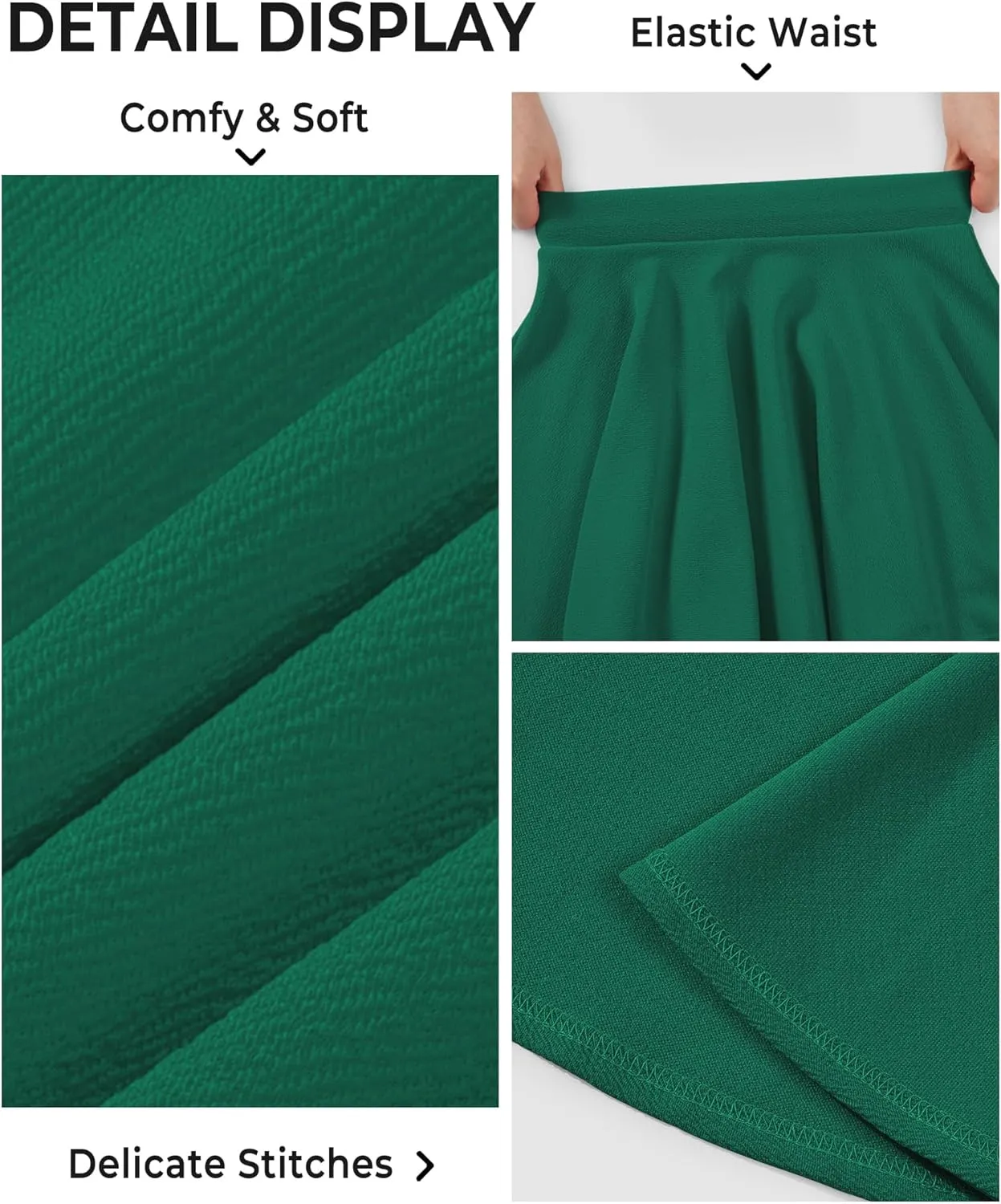 BOOPH Kids Girls Skirt Casual Mini Flare Plain Pleated Stretch Waist Skater Uniform Skirts