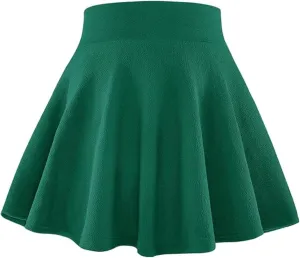 BOOPH Kids Girls Skirt Casual Mini Flare Plain Pleated Stretch Waist Skater Uniform Skirts