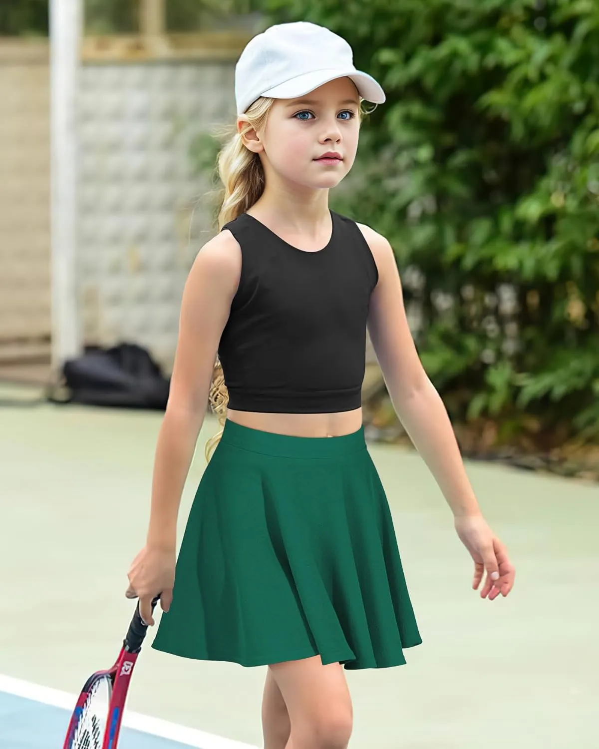 BOOPH Kids Girls Skirt Casual Mini Flare Plain Pleated Stretch Waist Skater Uniform Skirts