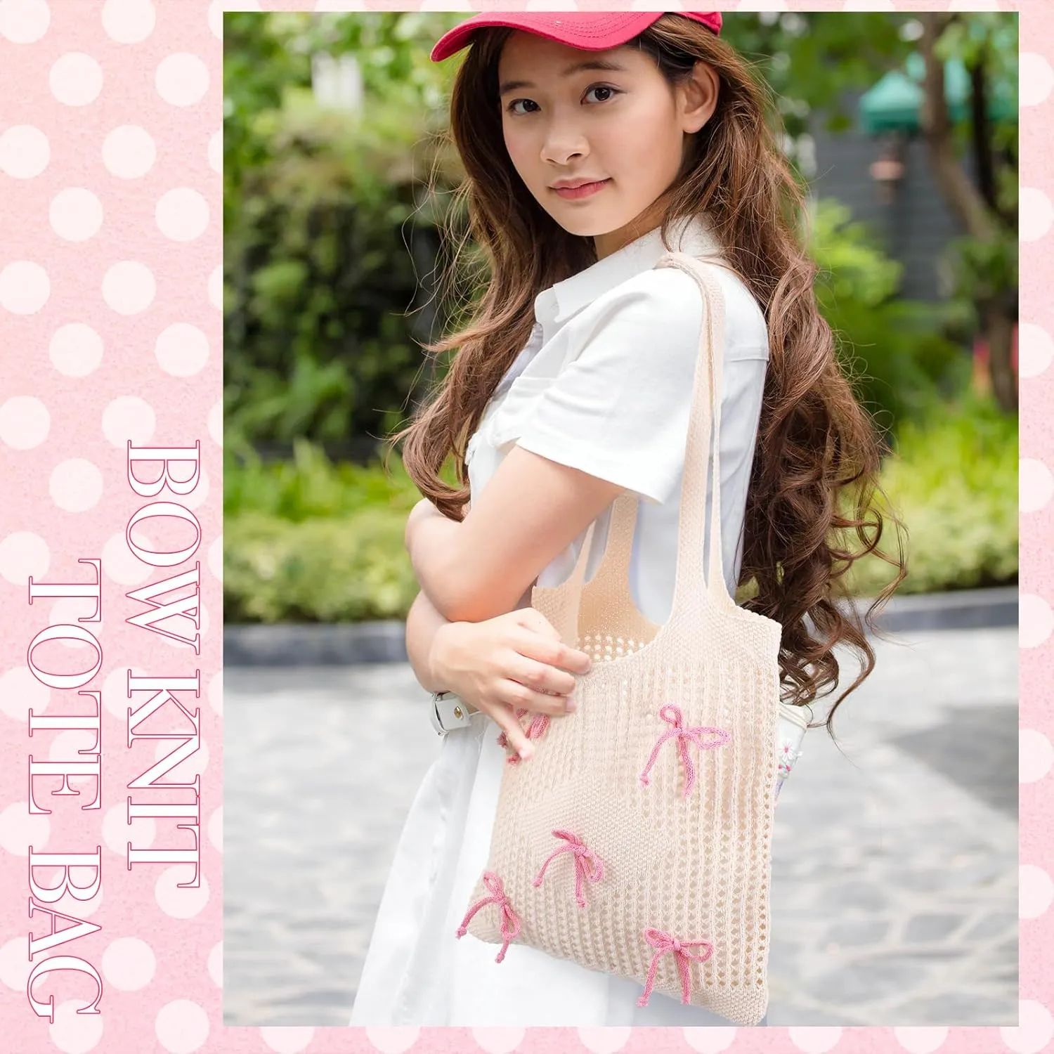 Bow Beach Bag Coquette Bow Tote Bag for Women Cute Preppy Shoulder Handbag for Girls Summer Beach Shopping