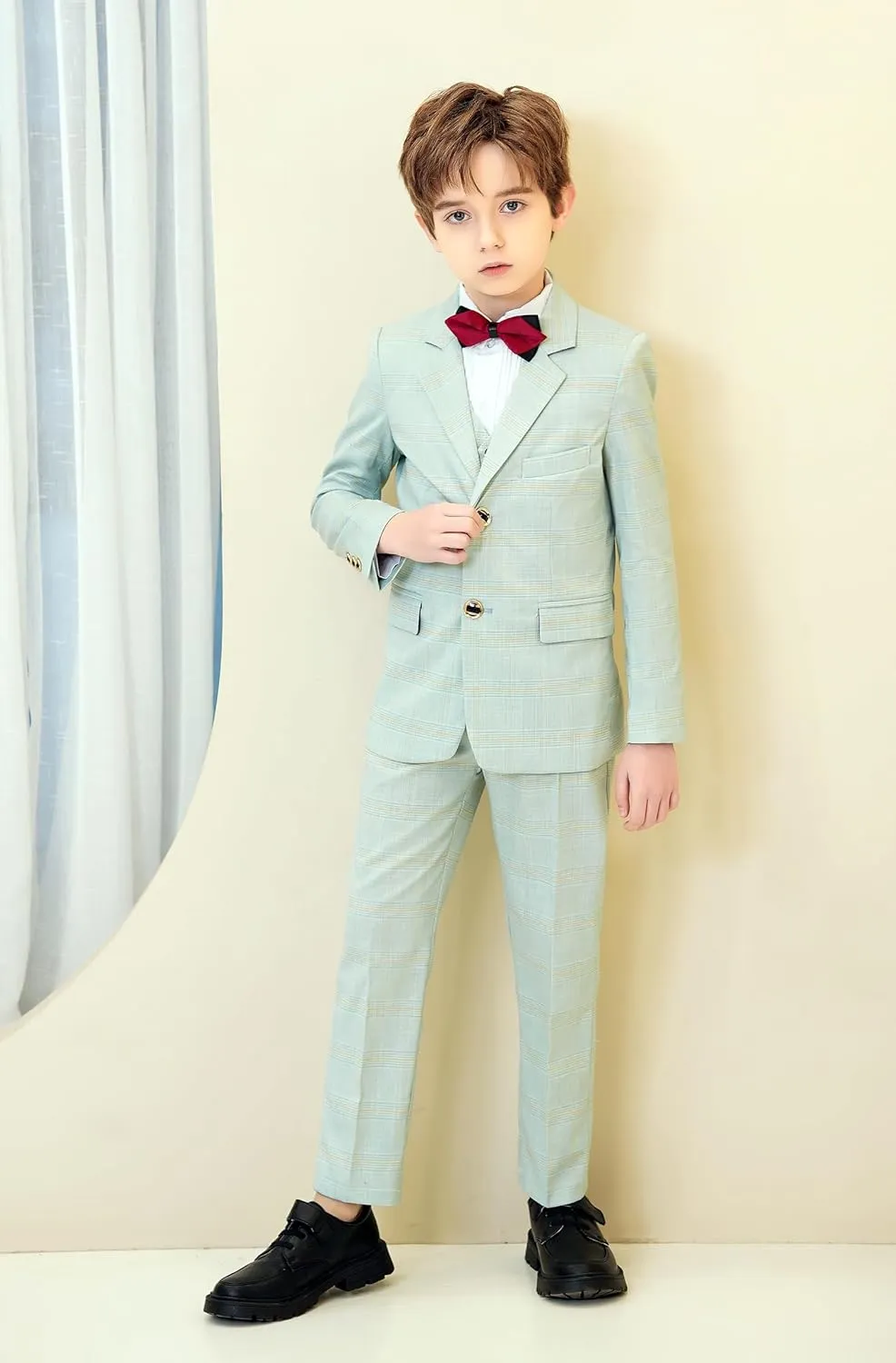 Boys Suits 3 Piece Slim Fit Suit Set Dresswear Ring Bearer Outfit for Boy