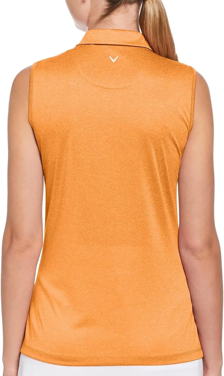 Callaway Women's Quarter Zip Heather Sleeveless Golf Polo