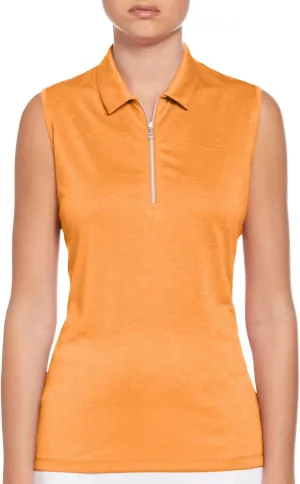 Callaway Women's Quarter Zip Heather Sleeveless Golf Polo