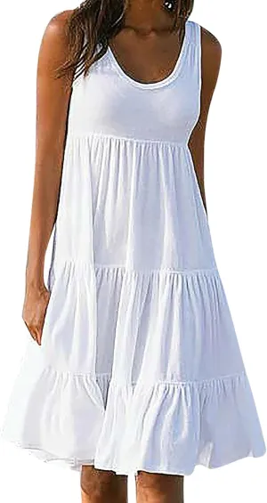 Ceboyel Women 2024 Casual Beach Sundresses Flowy Summer Tank Dress Scoop Neck Sleeveless Sun Dresses Trendy Vacation Clothing