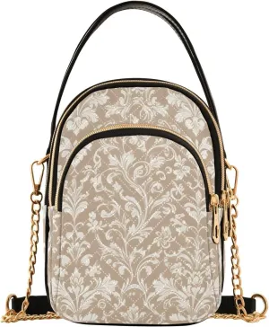 Crossbody Handbags for Women, Shoulder Bag Hobo Crossbody Handbag Casual ToteLace Brown Pattern