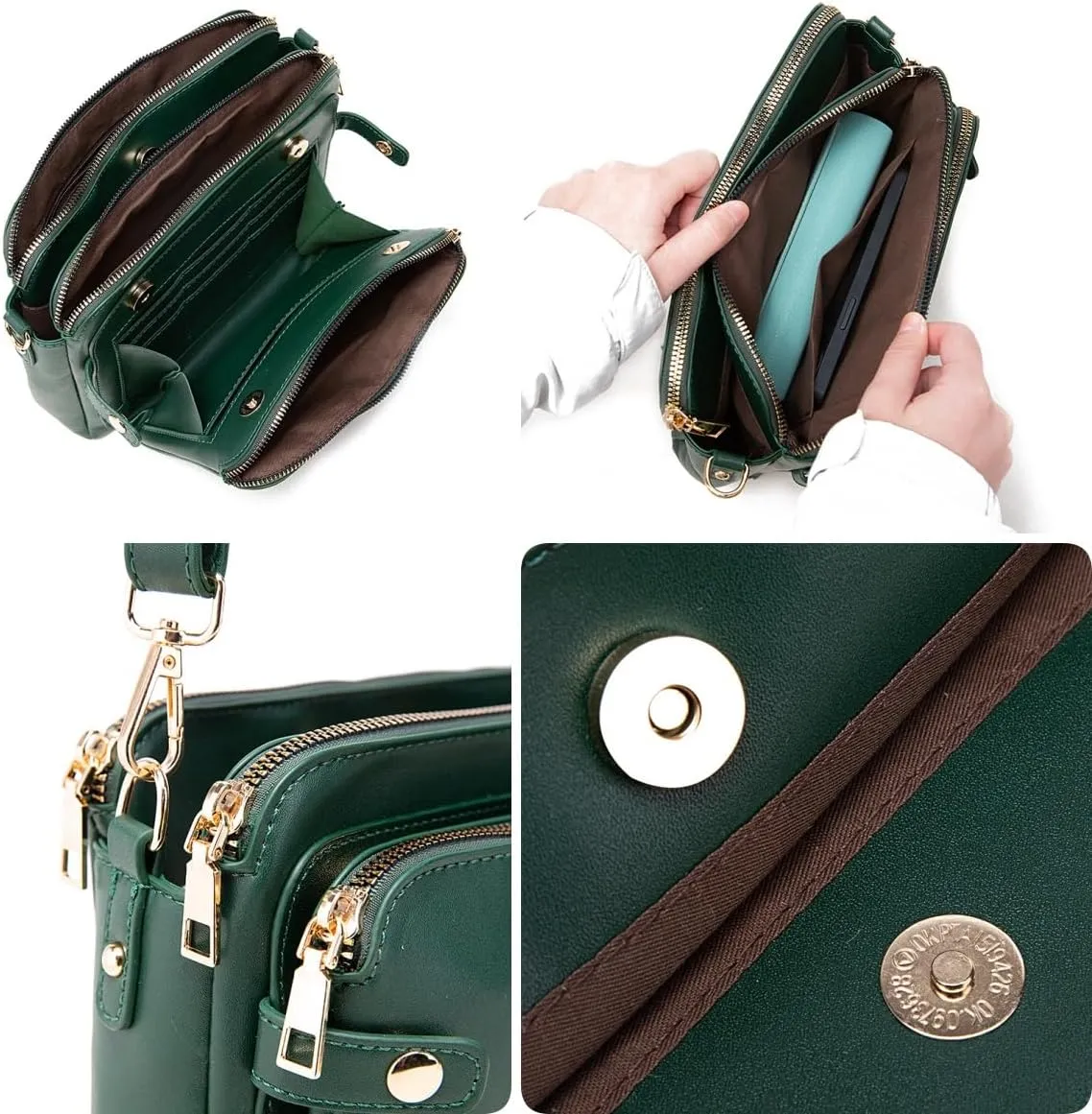 Crossbody Leather Bag Purse for Women Trendy Ladies Large Capacity Three Layer Shoulder Bag Clutch Hobo Handbag Travel