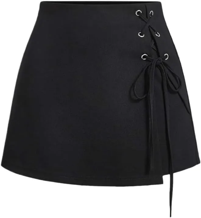 Crossed Natural Lace Up Side Skort Hot Shorts for Women