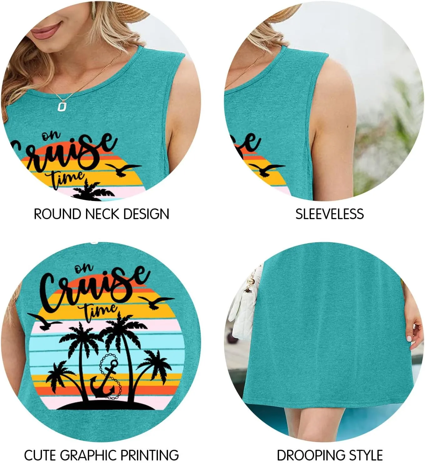 Cruise Tank Mini Dress for Women Tops Summer Graphic Sleeveless Dresses Vacation Beach Party Shirts