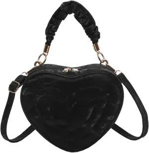 Cute Heart Shape Crossbody Shoulder Bag PU Leather Zip Satchel Purse for Women