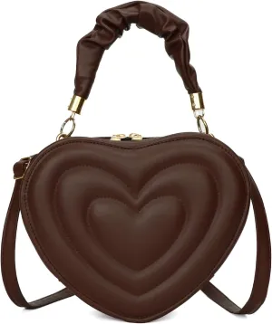 Cute Heart Shape Crossbody Shoulder Bag PU Leather Zip Satchel Purse for Women