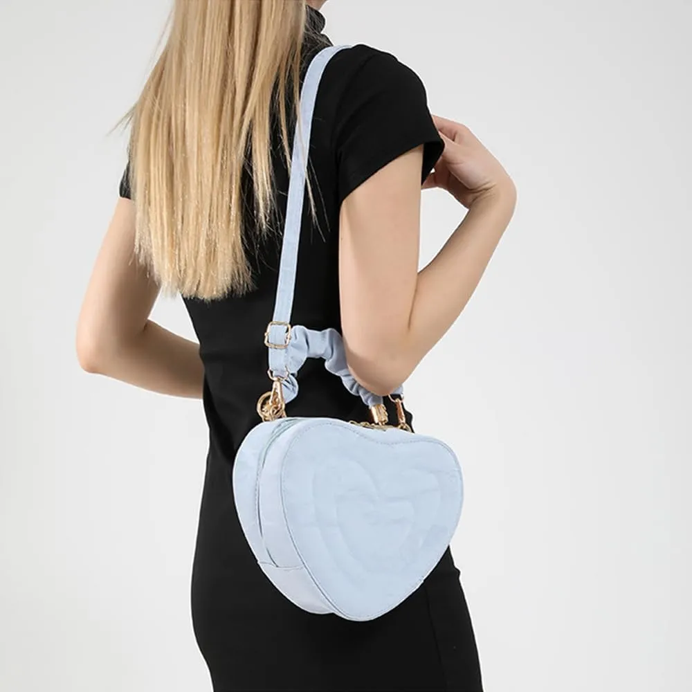 Cute Heart Shape Crossbody Shoulder Bag PU Leather Zip Satchel Purse for Women