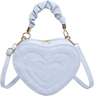 Cute Heart Shape Crossbody Shoulder Bag PU Leather Zip Satchel Purse for Women