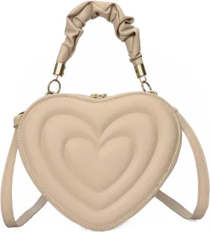 Cute Heart Shape Crossbody Shoulder Bag PU Leather Zip Satchel Purse for Women