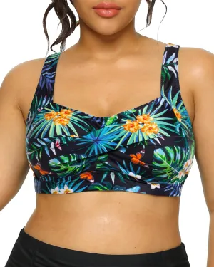 Daci Women Plus Size Push up Bikini Top Only Full Coverage Swimsuit Tops Twist Front Bathing Suit Bra for Large Bust