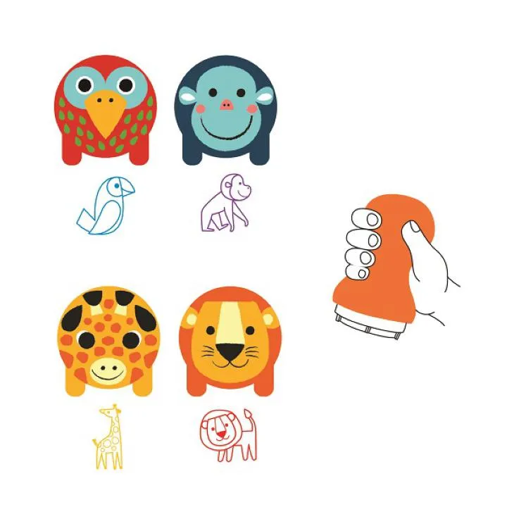 Djeco Arts & Crafts - Stamps For Toddlers Safari Animals