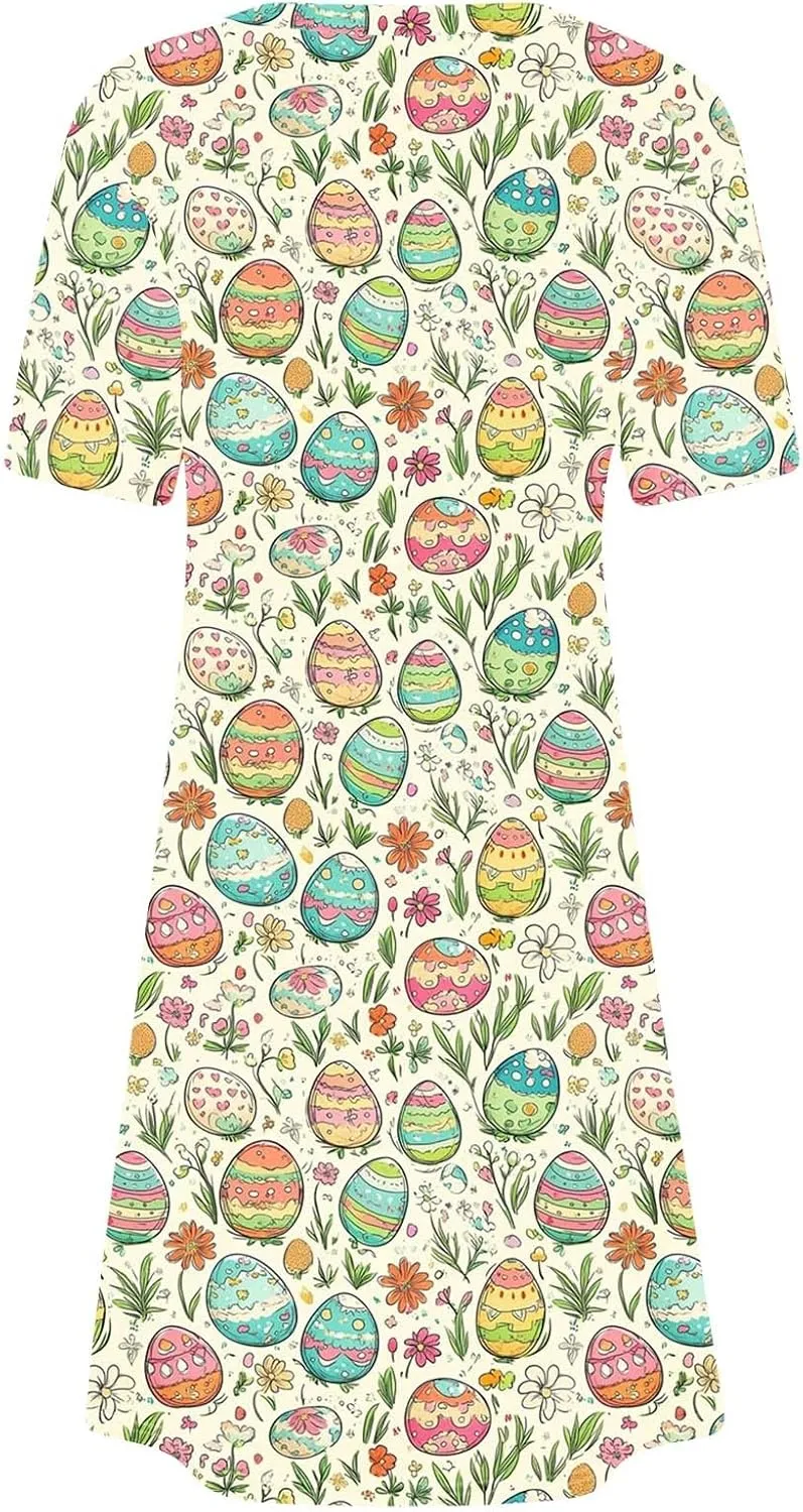 Easter Dress for Women 2025 Sleeveless Funny Printed Mini Dress Easter Cute Rabbit Graphic Casual Dresses Clothes